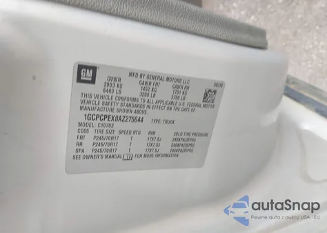 2010 Chevrolet Silverado 1500 Work Truck z USA, uszkodzony, nr VIN 1GCPCPEX0AZ275644